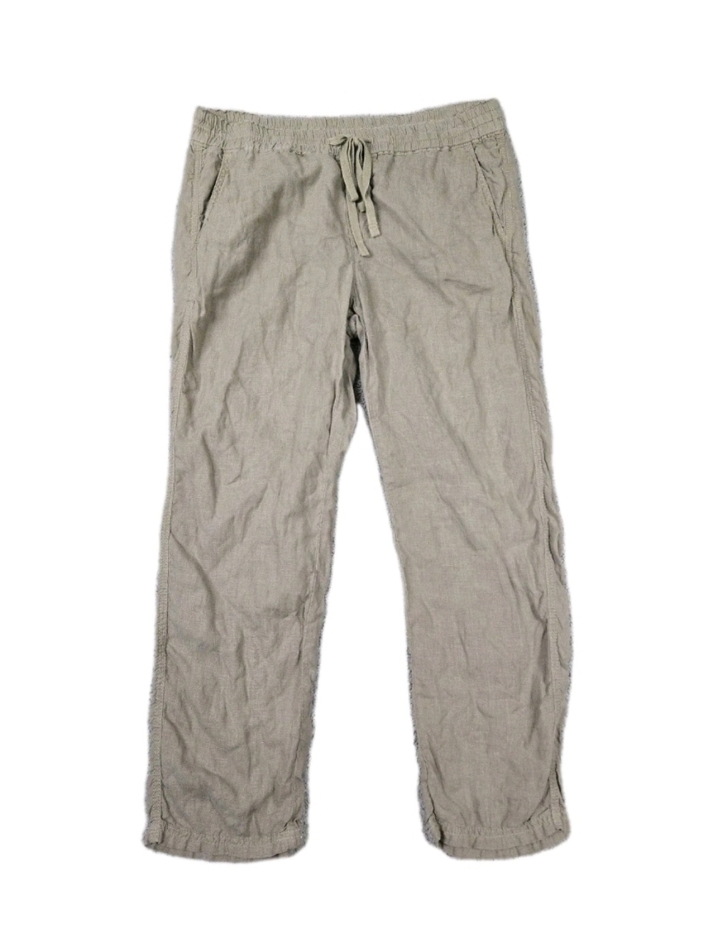 Caslon Linen Pants Tan Elastic Waist Pull On Pockets Natural Summer Beachy Coast
